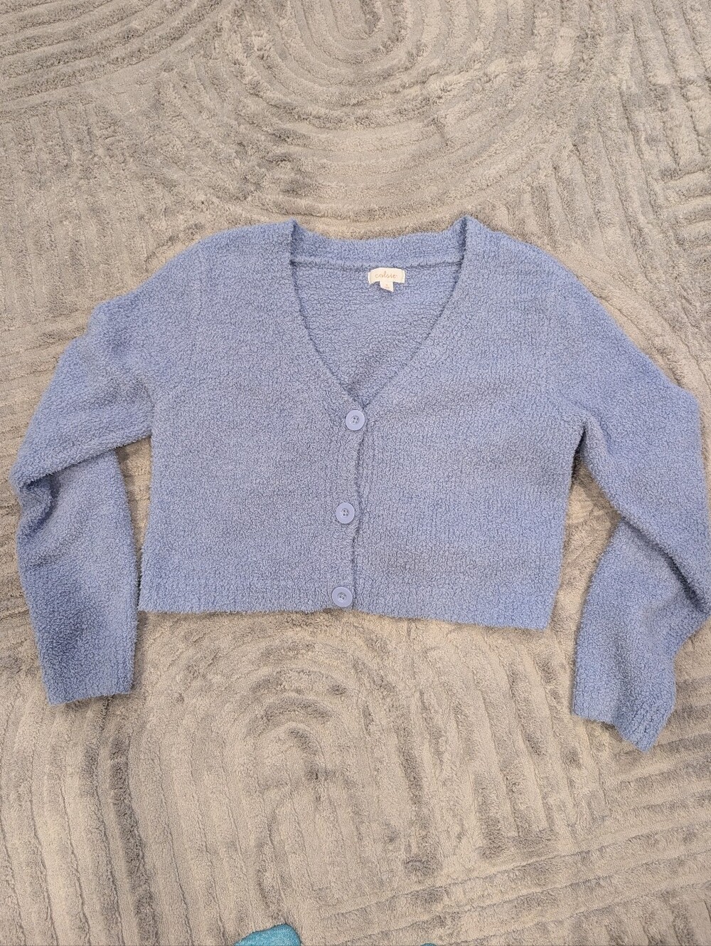 colsie Blue V-Neck Button Front Knit Cardigan Sweater Long Sleeve Size S